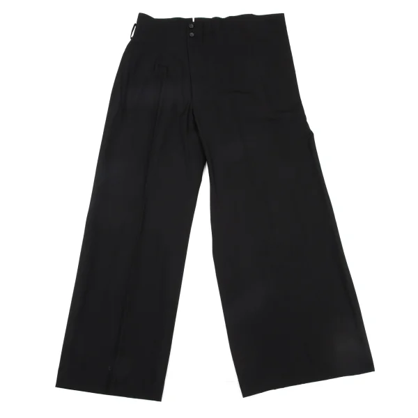 Y's Wool Gabardine Asymmetric Wide Wrap Pants Black 2 K-175622_001