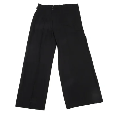 Y's Wool Gabardine Asymmetric Wide Wrap Pants
