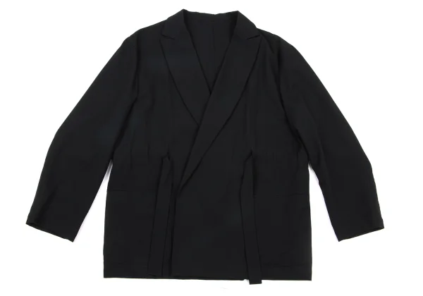 Y's Wool Gabardine Waist Drawstring Buttonless Jacket K-175626_002