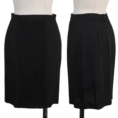 Y's Wool Gabardine Ribbed Front Panel Skirt