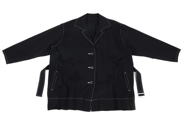 Y's Wool Gaba Stitch Belted Coat K-175637_002