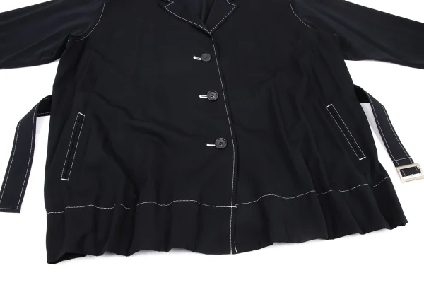 Y's Wool Gaba Stitch Belted Coat K-175637_008
