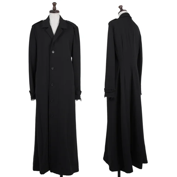 Y's Cut Off Wool Long Coat Black 3 K-175638_001