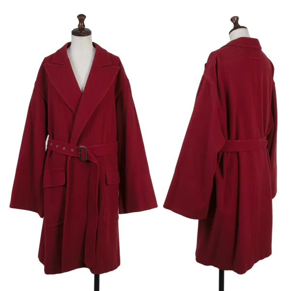 Jean Paul GAULTIER FEMME Wool Flannel Belted Coat Bordeaux 40 K-175640_001