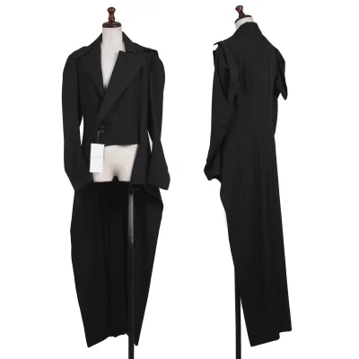 Yohji Yamamoto collections Wool Gabardine Asymmetric Long Tail Jacket