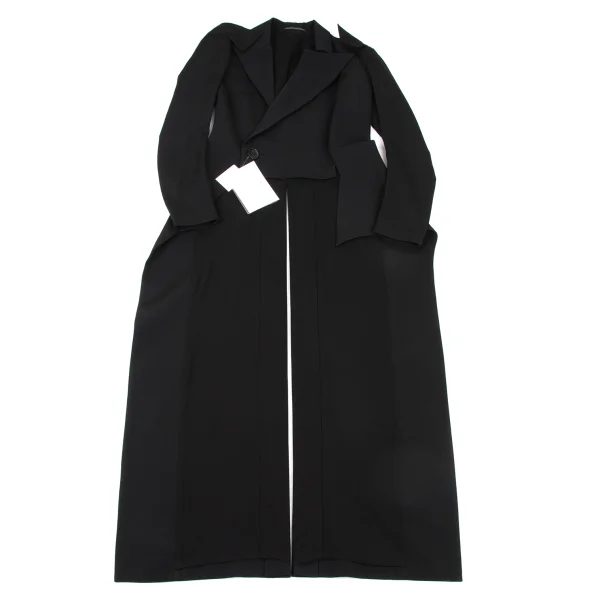 Yohji Yamamoto collections Wool Gabardine Asymmetric Long Tail Jacket K-175649_002