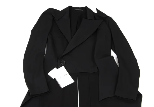 Yohji Yamamoto collections Wool Gabardine Asymmetric Long Tail Jacket K-175649_003