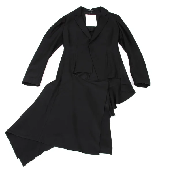 Yohji Yamamoto collections Wool Silk Twill Asymmetric Ruffle Jacket  K-175650_002
