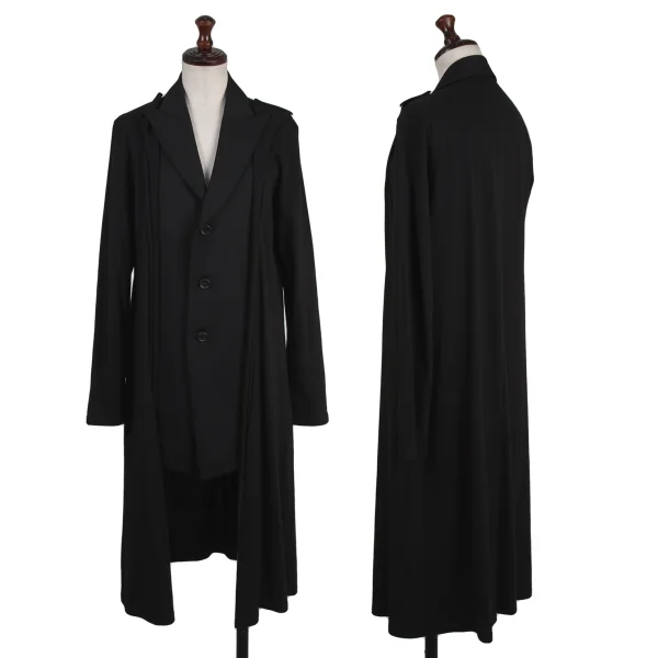 Yohji Yamamoto collections Docking Wool Gabardine Long Jacket Black 1 K-175651_001