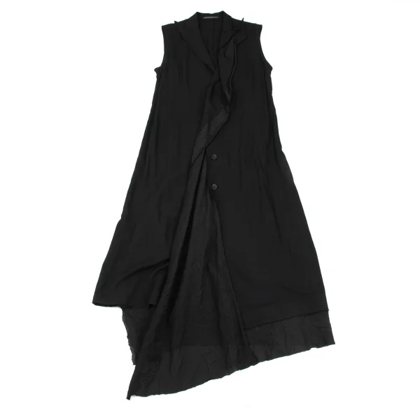 Yohji Yamamoto collections Wrinkle Panelled Sleeveless Rayon Dress K-175652_002
