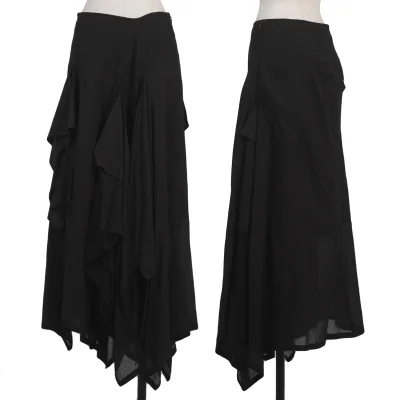 Yohji Yamamoto FEMME Mixed Material Paneling Draped Skirt