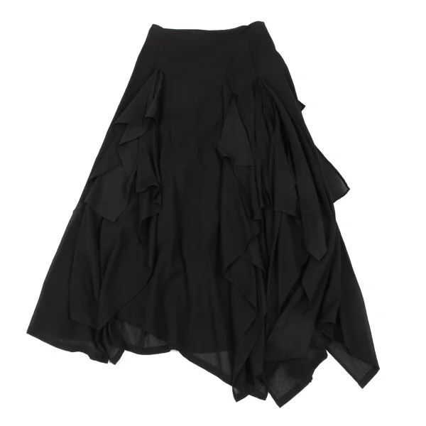 Yohji Yamamoto FEMME Mixed Material Paneling Draped Skirt K-175655_002