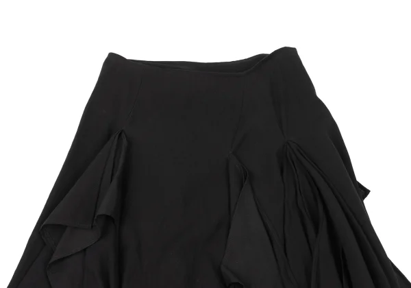 Yohji Yamamoto FEMME Mixed Material Paneling Draped Skirt K-175655_003