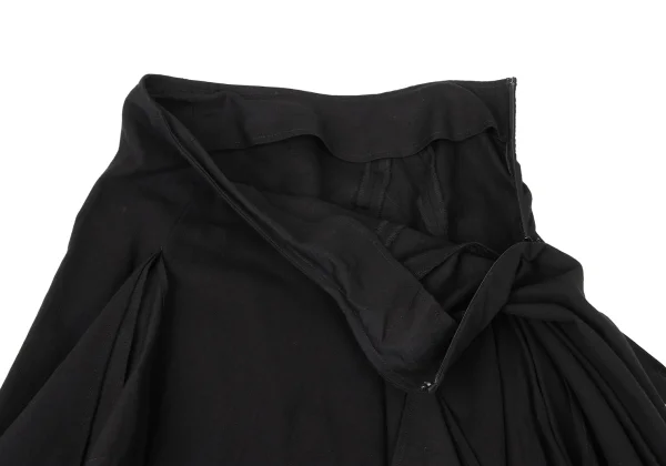 Yohji Yamamoto FEMME Mixed Material Paneling Draped Skirt K-175655_004