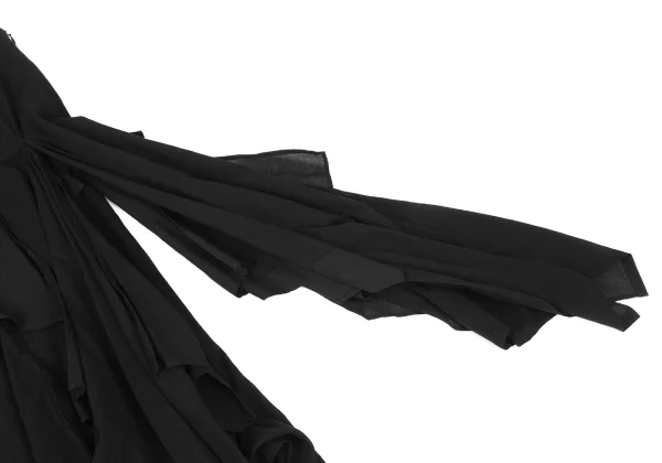 Yohji Yamamoto FEMME Mixed Material Paneling Draped Skirt K-175655_006