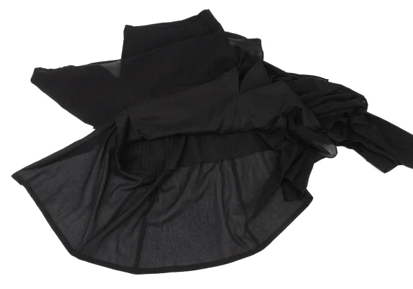 Yohji Yamamoto FEMME Mixed Material Paneling Draped Skirt K-175655_008