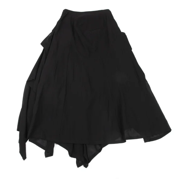 Yohji Yamamoto FEMME Mixed Material Paneling Draped Skirt K-175655_009