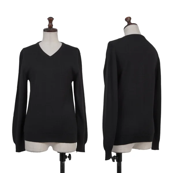 A.P.C. Wool Silk V-neck Knit Sweater Black S K-175667_001