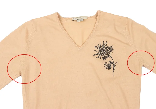 JOHN SMEDLEY Merino Wool Floral Embroidery V-Neck Knit Top K-175669_003