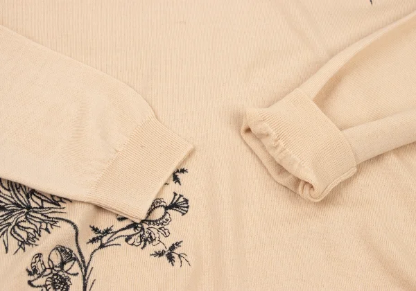 JOHN SMEDLEY Merino Wool Floral Embroidery V-Neck Knit Top K-175669_010