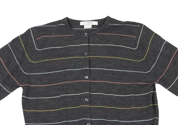 JOHN SMEDLEY Merino Wool Colorful Striped Knit Cardigan K-175670_003