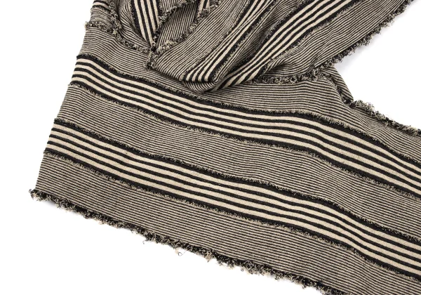 ISSEY MIYAKE Cotton Stripe Weave Cut-off Side Open Design Sleeveless Top K-175674_007