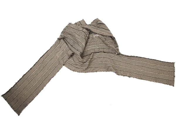 ISSEY MIYAKE Cotton Stripe Weave Cut-off Side Open Design Sleeveless Top K-175674_010