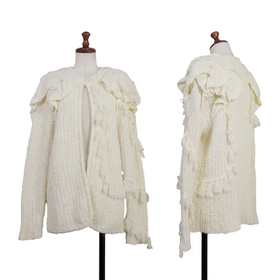 ISSEY MIYAKE Cotton Rayon Fringe Design Knit Cardigan