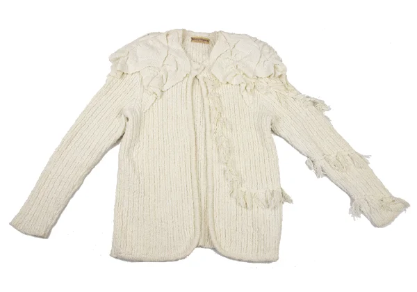 ISSEY MIYAKE Cotton Rayon Fringe Design Knit Cardigan K-175675_002