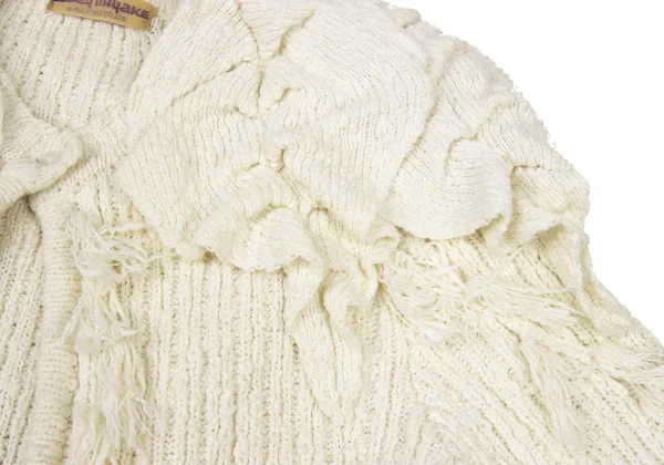ISSEY MIYAKE Cotton Rayon Fringe Design Knit Cardigan K-175675_006