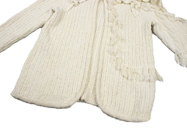 ISSEY MIYAKE Cotton Rayon Fringe Design Knit Cardigan K-175675_011