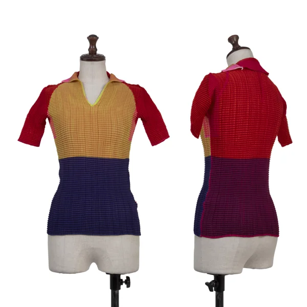 ISSEY MIYAKE Printed Wooly Pleats Skipper Top Multi-Color 2 K-175677_001