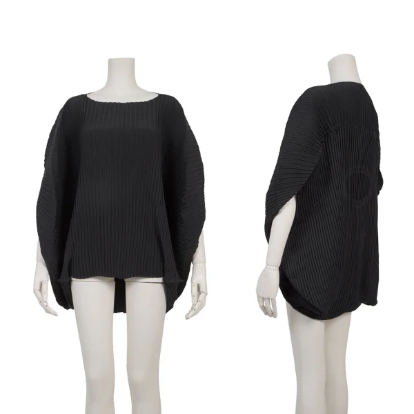ISSEY MIYAKE Pleated Circular Silhouette Top Black 2 K-175678_001