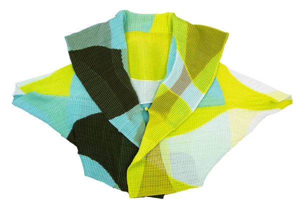 ISSEY MIYAKE Graphic Print Stretch Pleated Bolero Cardigan K-175679_002