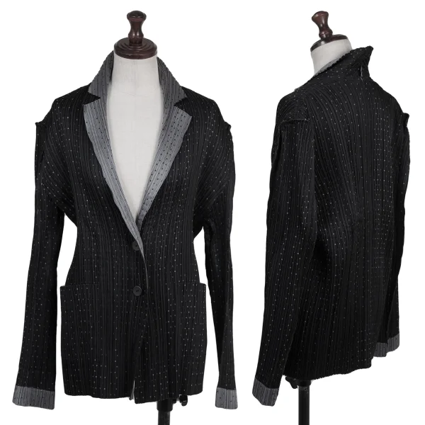 ISSEY MIYAKE FETE Pin Dot Out Seam Pleats Jacket Black 2 K-175682_001