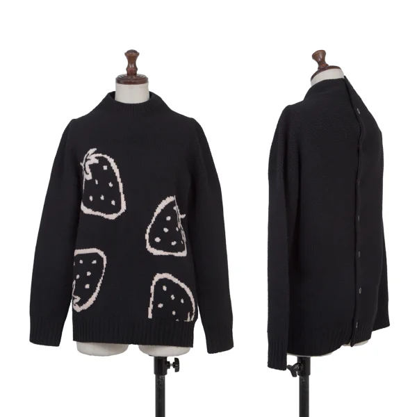 tricot COMME des GARCONS Strawberry Intarsia Mohair Cardigan Black S-M K-175701_001