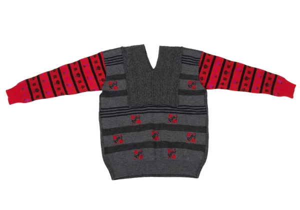 tricot COMME des GARCONS Floral Jacquard Stripe Knit Sweater K-175702_002