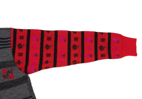 tricot COMME des GARCONS Floral Jacquard Stripe Knit Sweater K-175702_005