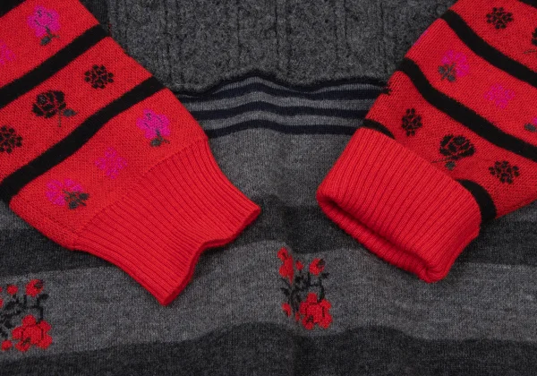 tricot COMME des GARCONS Floral Jacquard Stripe Knit Sweater K-175702_006