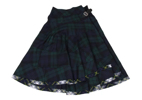 tricot COMME des GARCONS Check Spiral Switching Wrap Skirt K-175703_002