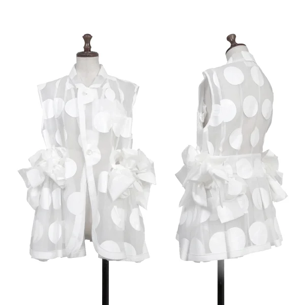 tao Side Ribbon Dot Sheer Poly Vest White S K-175705_001