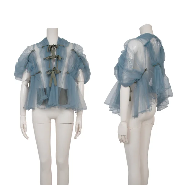 tao Dyed Gather Mesh Blouse Blue S K-175706_001