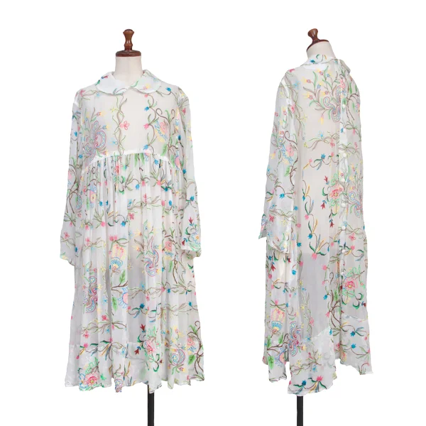 tao Floral Puff Print Sheer Shirt Dress White S K-175707_001