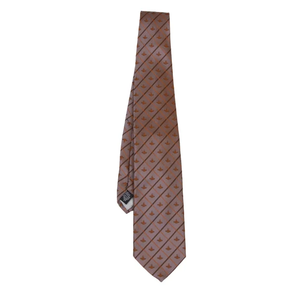 VivienneWestwood ACCESSORIES Orb Check Tie Orange  K-175721_001