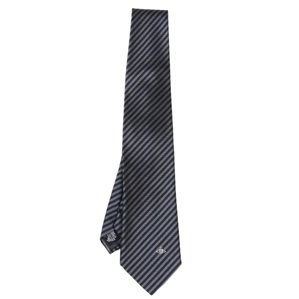 VivienneWestwood ACCESSORIES Orb Point Regimental Tie Grey,Black  K-175724_001