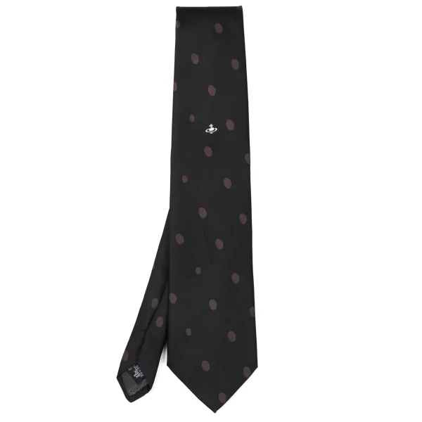 VivienneWestwood ACCESSORIES Orb Embroidery Dot Silk Tie Black  K-175732_001