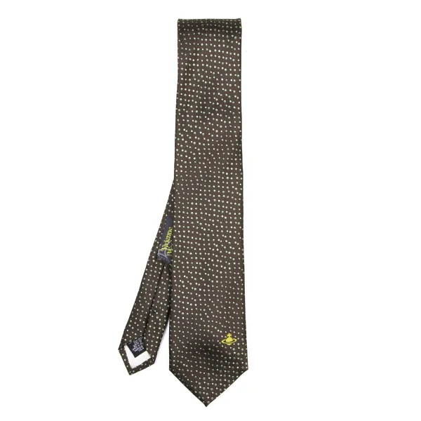 VivienneWestwood ACCESSORIES Orb Design Pin Dot Silk Tie Brown  K-175733_001