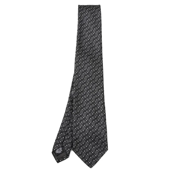 VivienneWestwood ACCESSORIES Orb Silhouette Silk Tie Black  K-175735_001