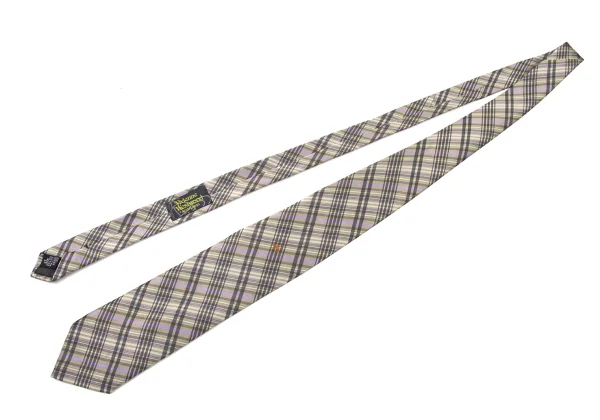 VivienneWestwood ACCESSORIES Point Orb Check Silk Tie K-175737_002