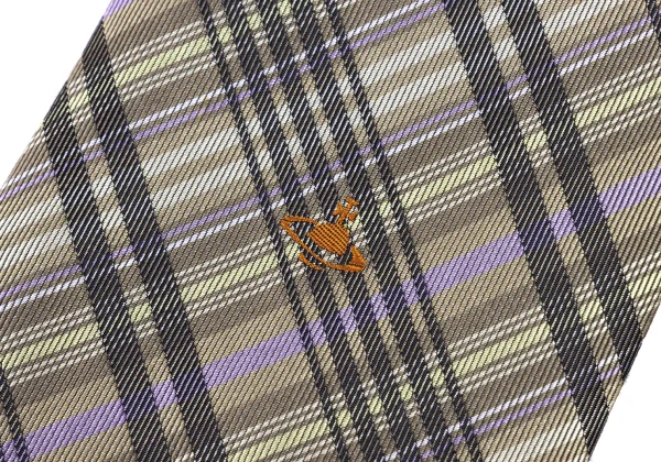 VivienneWestwood ACCESSORIES Point Orb Check Silk Tie K-175737_004
